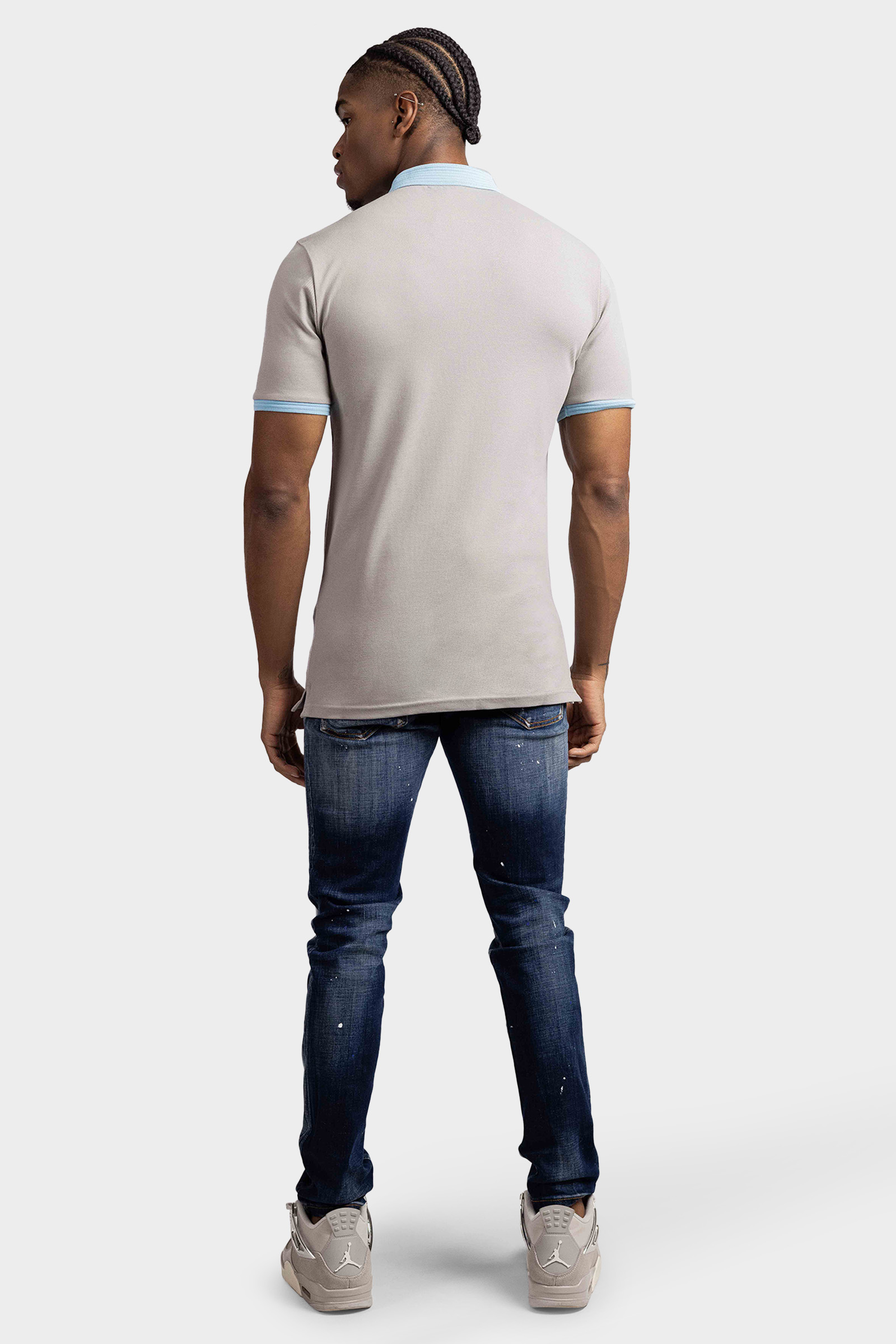 AB Lifestyle Regular Polo Heren Grijs/Lichtblauw