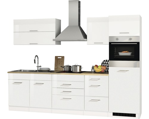 Held Furniture keukenblok met apparatuur Milan 290 cm wit hoogglans gedemonteerd 608.1.6210