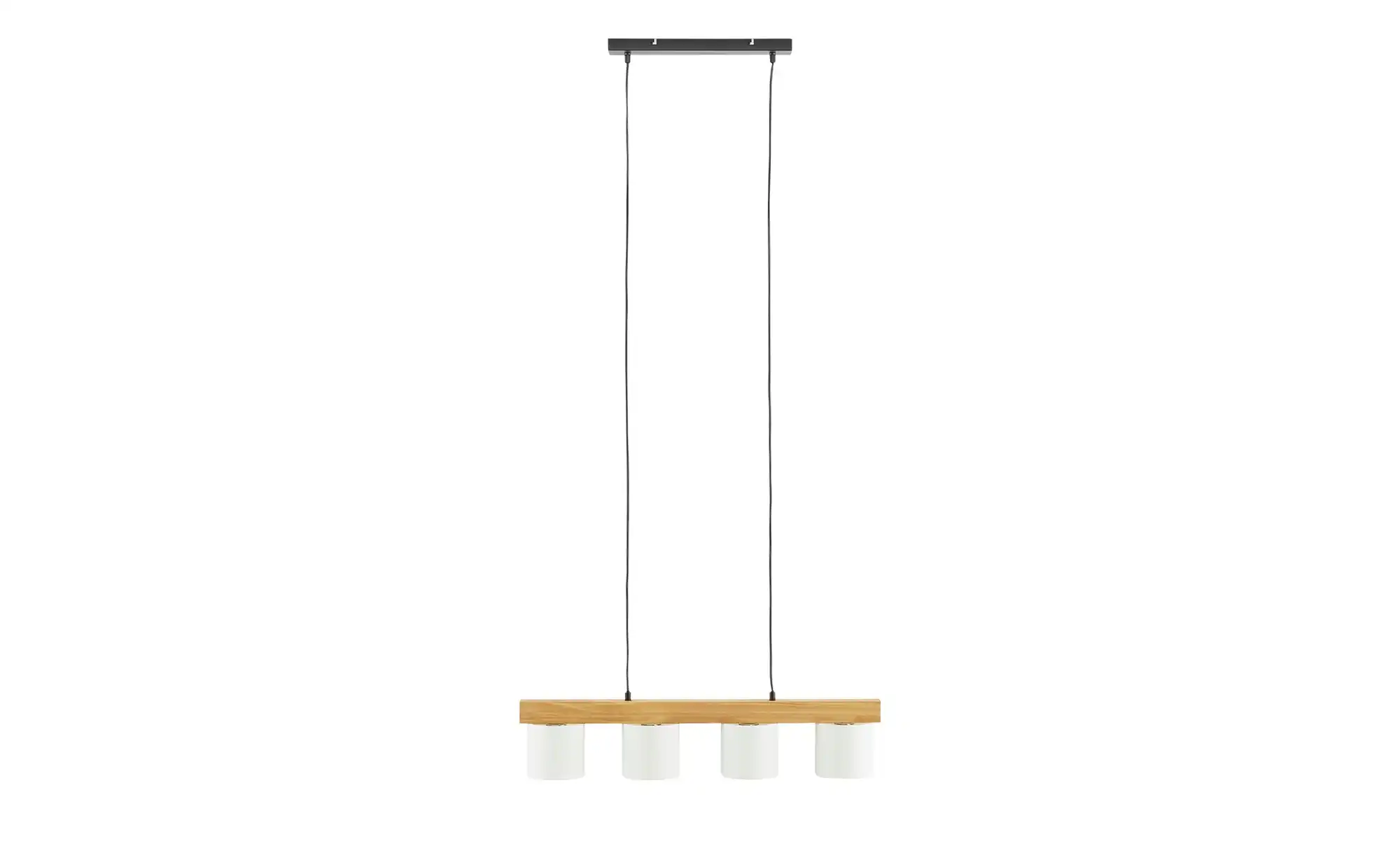 Trio Pendelleuchte, 4-flammig, Holz/ Stoffschirm weiß