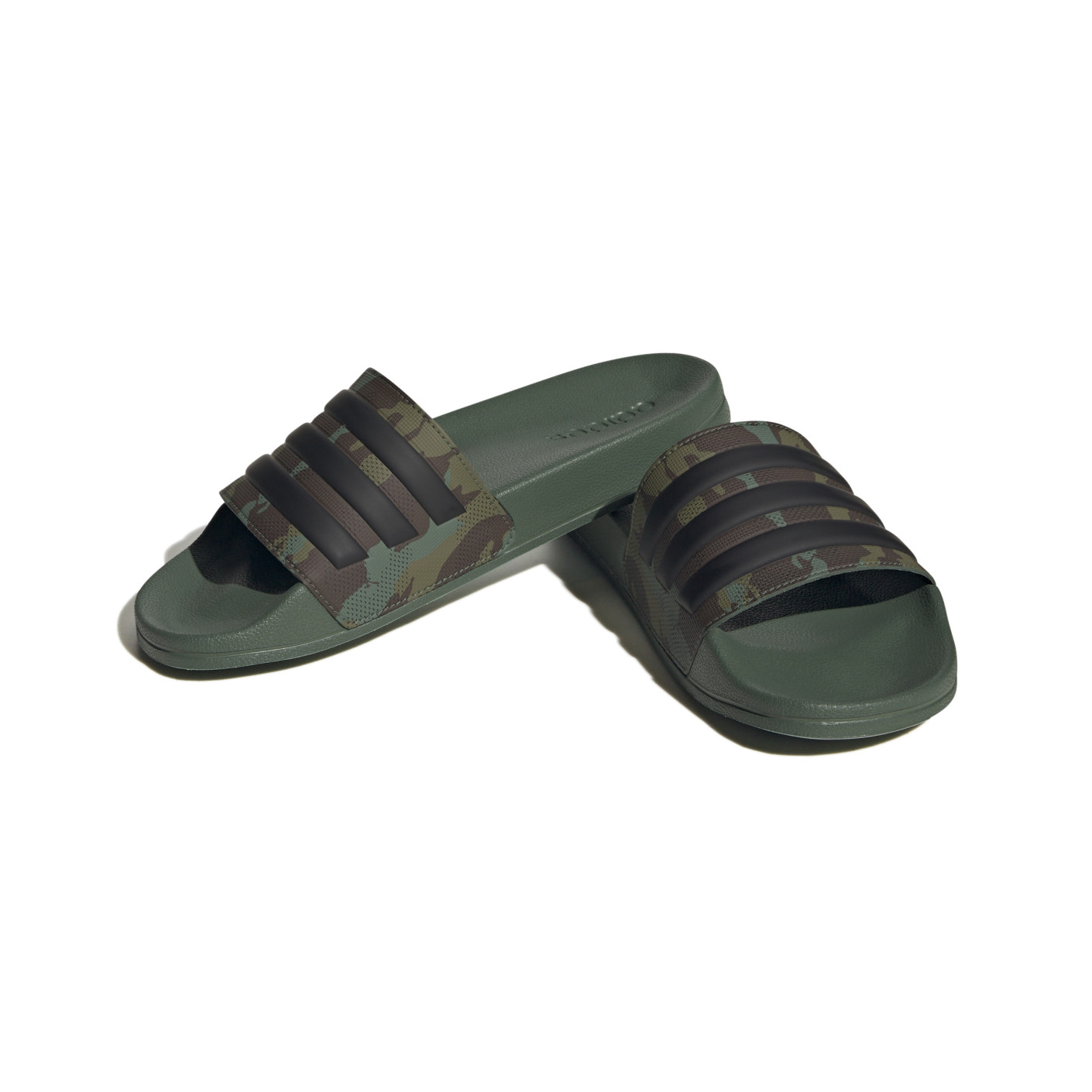 Adidas Adilette Shower Slippers Camo Donkergroen Zwart Oranje