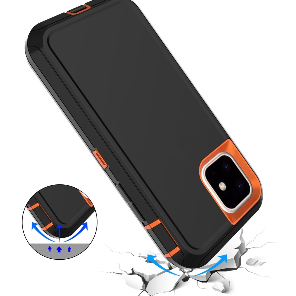 iPhone 11 Outdoor Hardcase Hülle Hybrid Silikoneinlage Shock Proof - Schwarz / Orange