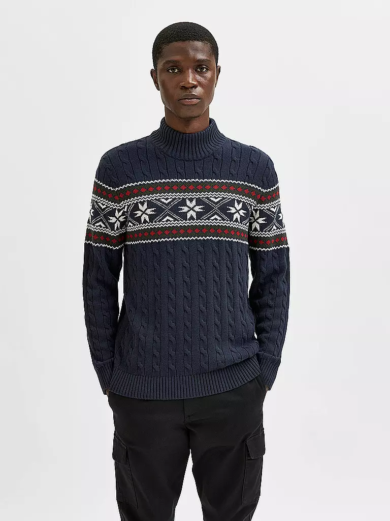SELECTED Stehkragenpullover SLHFLAKE  blau