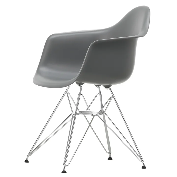 Vitra - Eames Plastic Armchair DAR RE, verchromt / granitgrau (Filzgleiter basic dark)