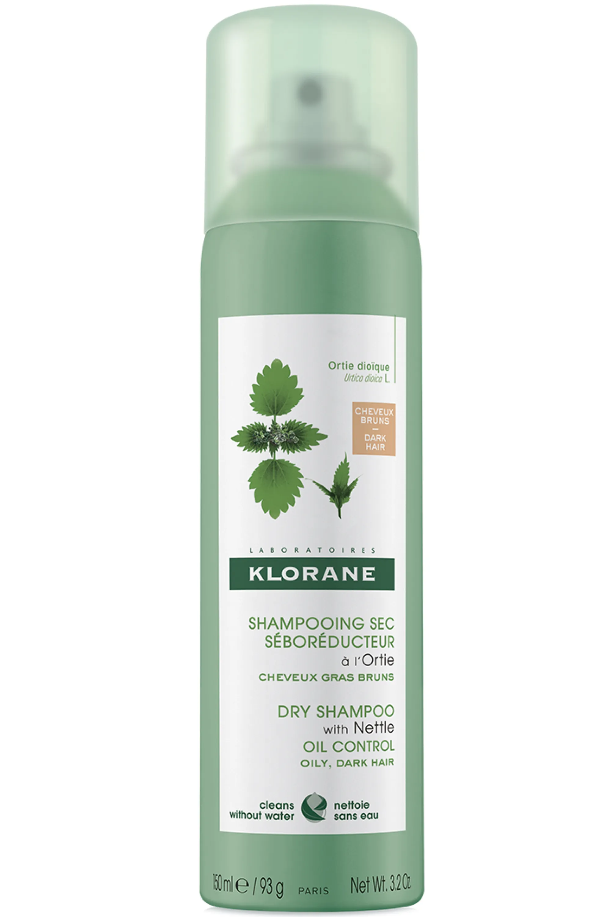 Klorane Shampoing sec séboréducteur à l’Ortie cheveux châtains à bruns-150 ml