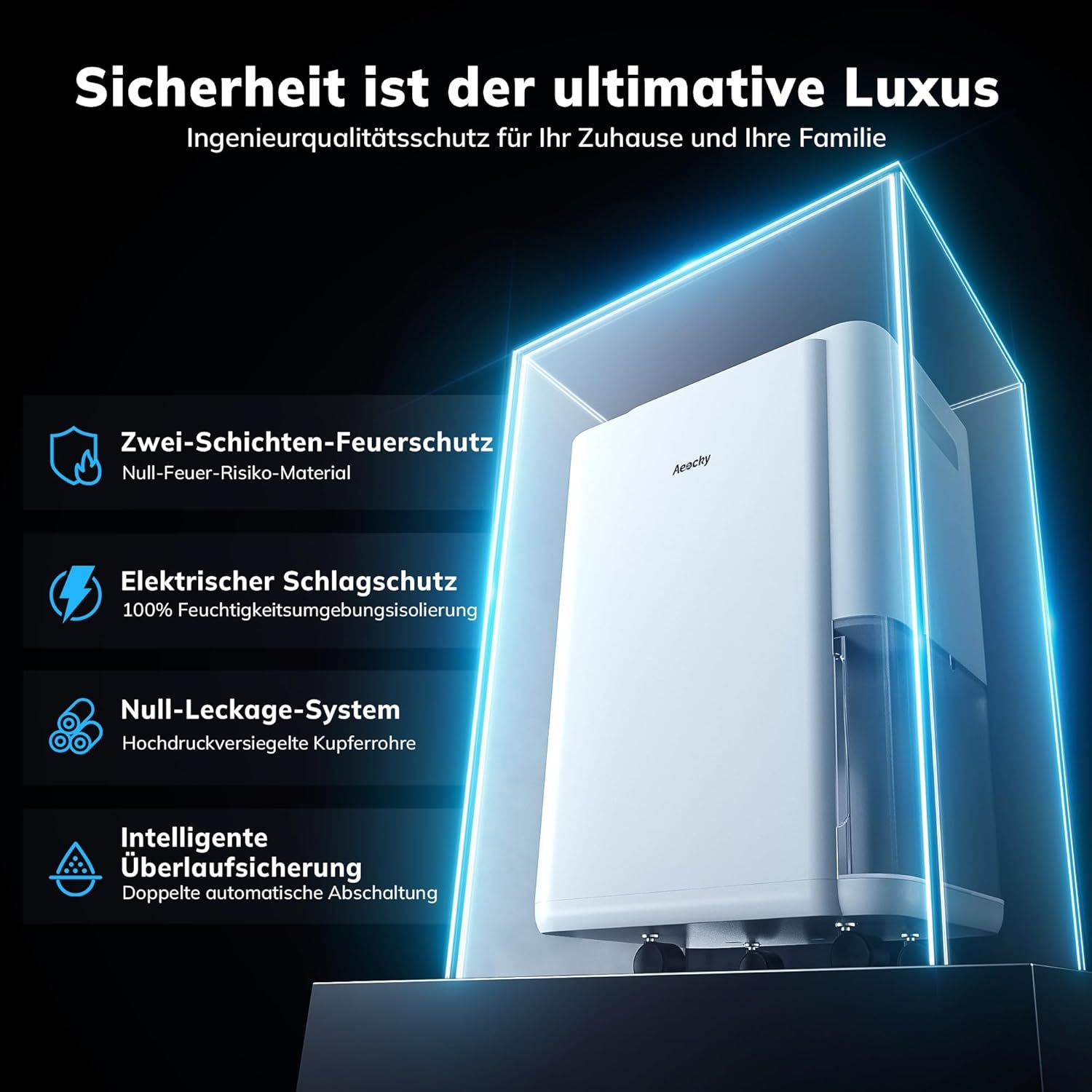 20L/d, luftentfeuchter elektrisch, Raumgröße ca.160m³(40m²), Smart Luftentfeuchter mit Ablaufschlauch, Geeignet für Keller, Waschküche, Schlafzimmer, Badezimmer