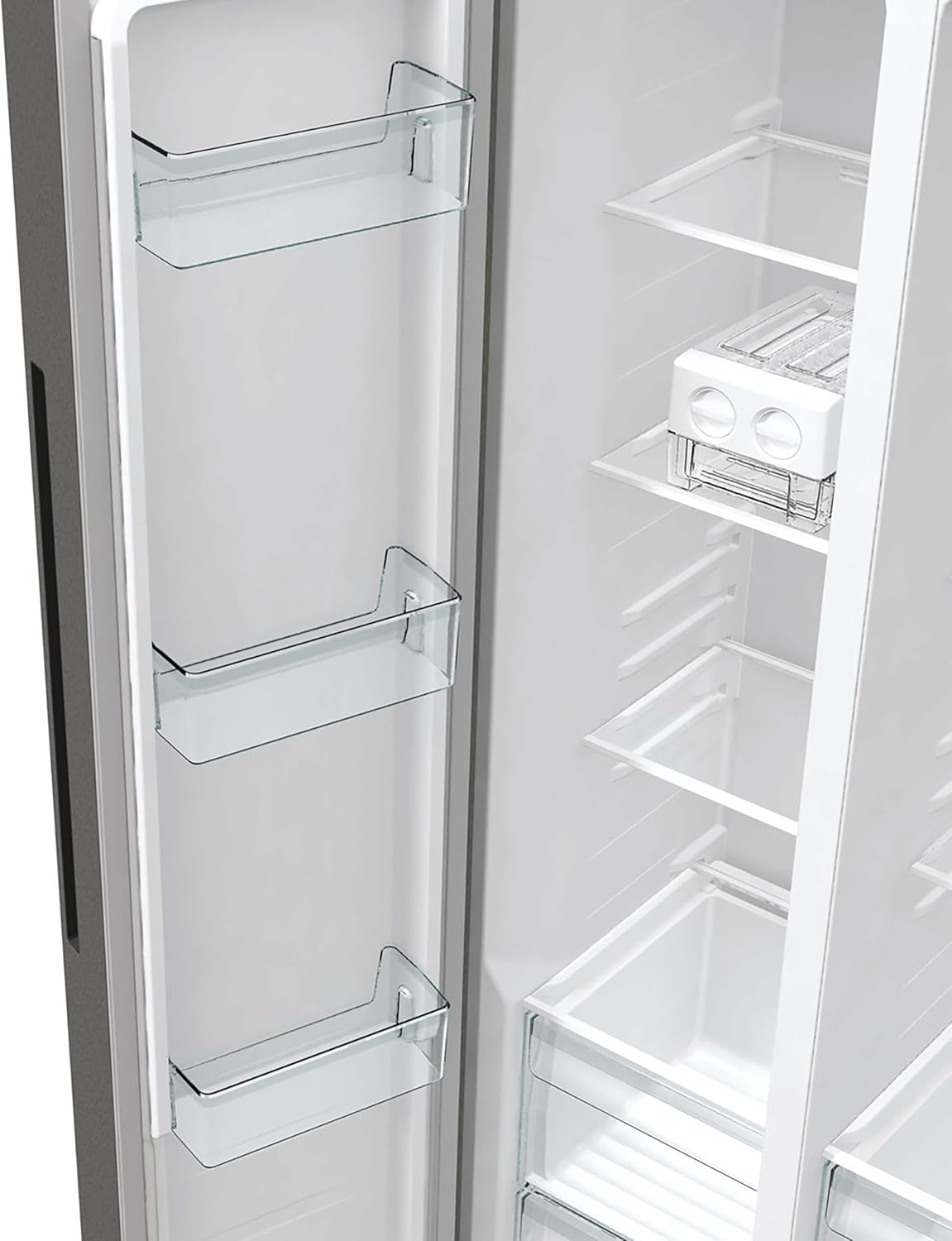 Gorenje NRR 9185 EAXLWD Side by Side Kühl-Gefrierkombination, Made in Europe, EEK E, NoFrostPlus, Inverter-Kompressor, Crisp Zone, ConvertActive Zone, FastFreeze, 178,6 cm, Edelstahl