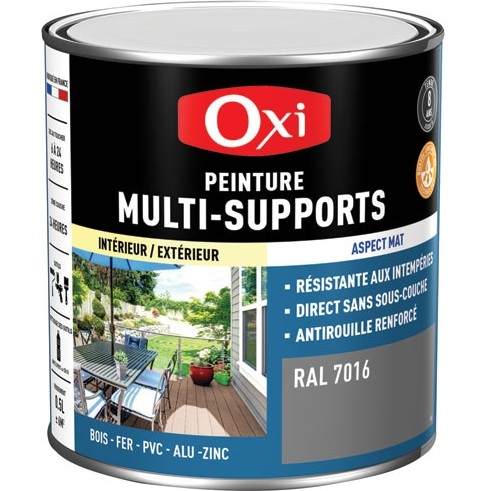 Peinture Mate Multi-supports 0.5 L Top 3+ - Gris Anthracite