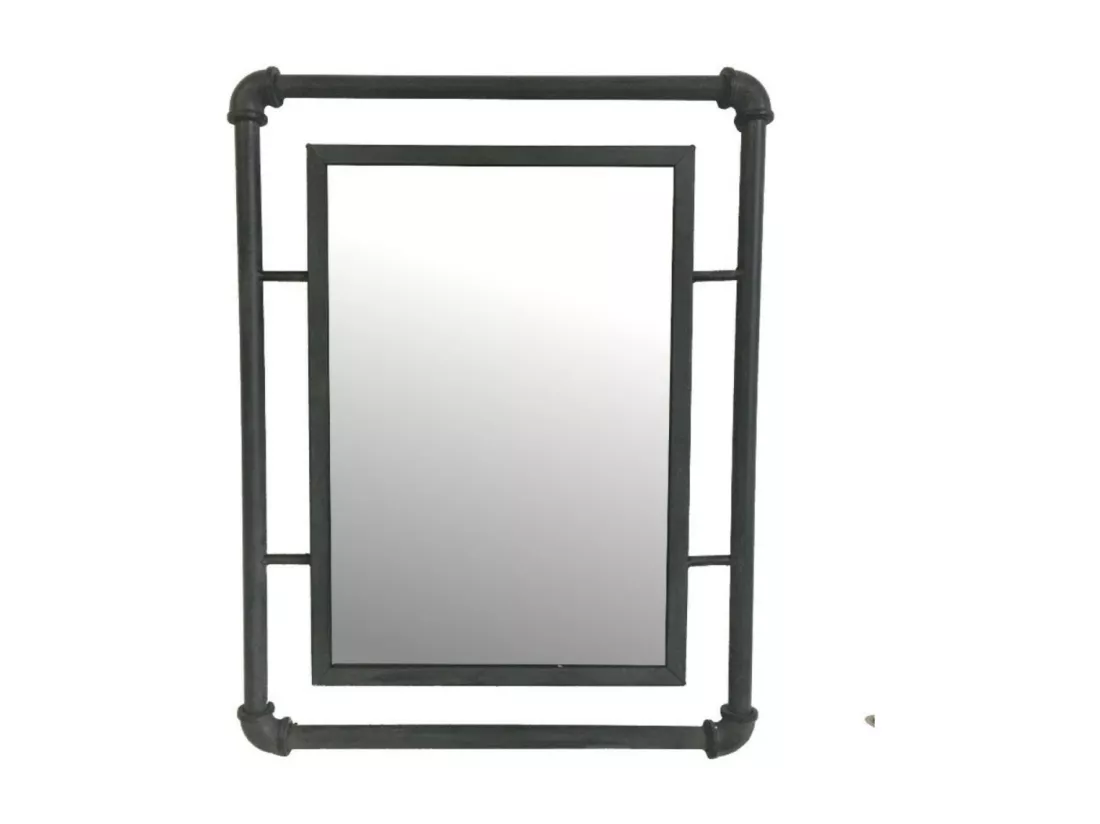 Miroir mural tube en métal gris 42 x 54 cm