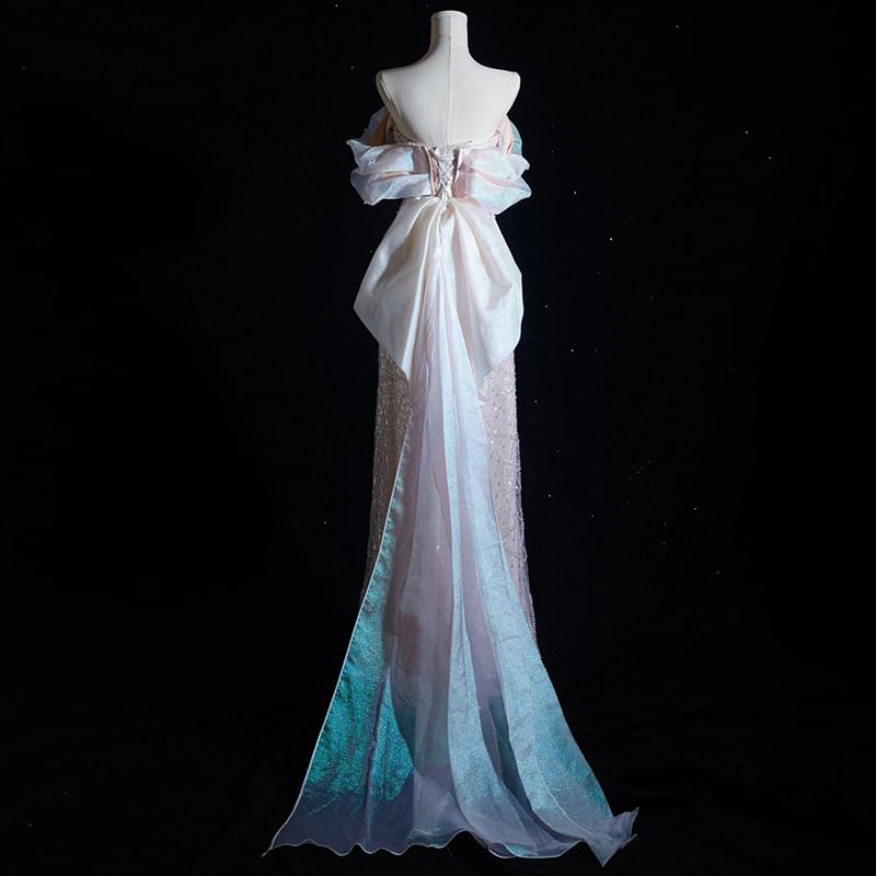 Caprice - A-lijn avondjurk met off-shoulder pailletten en kralen