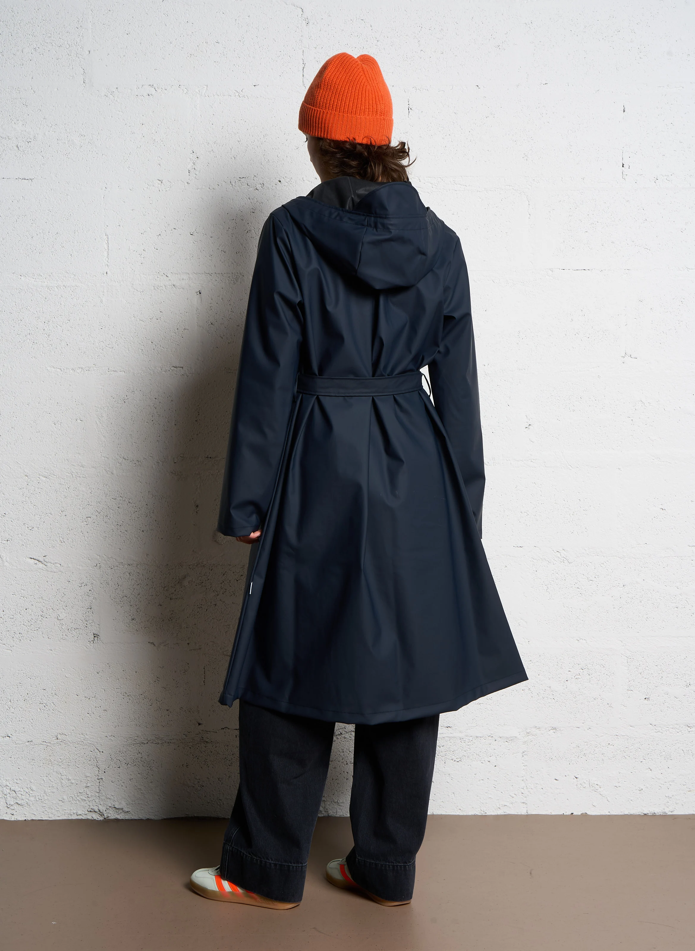 Imperméable droit col rond | Bleu