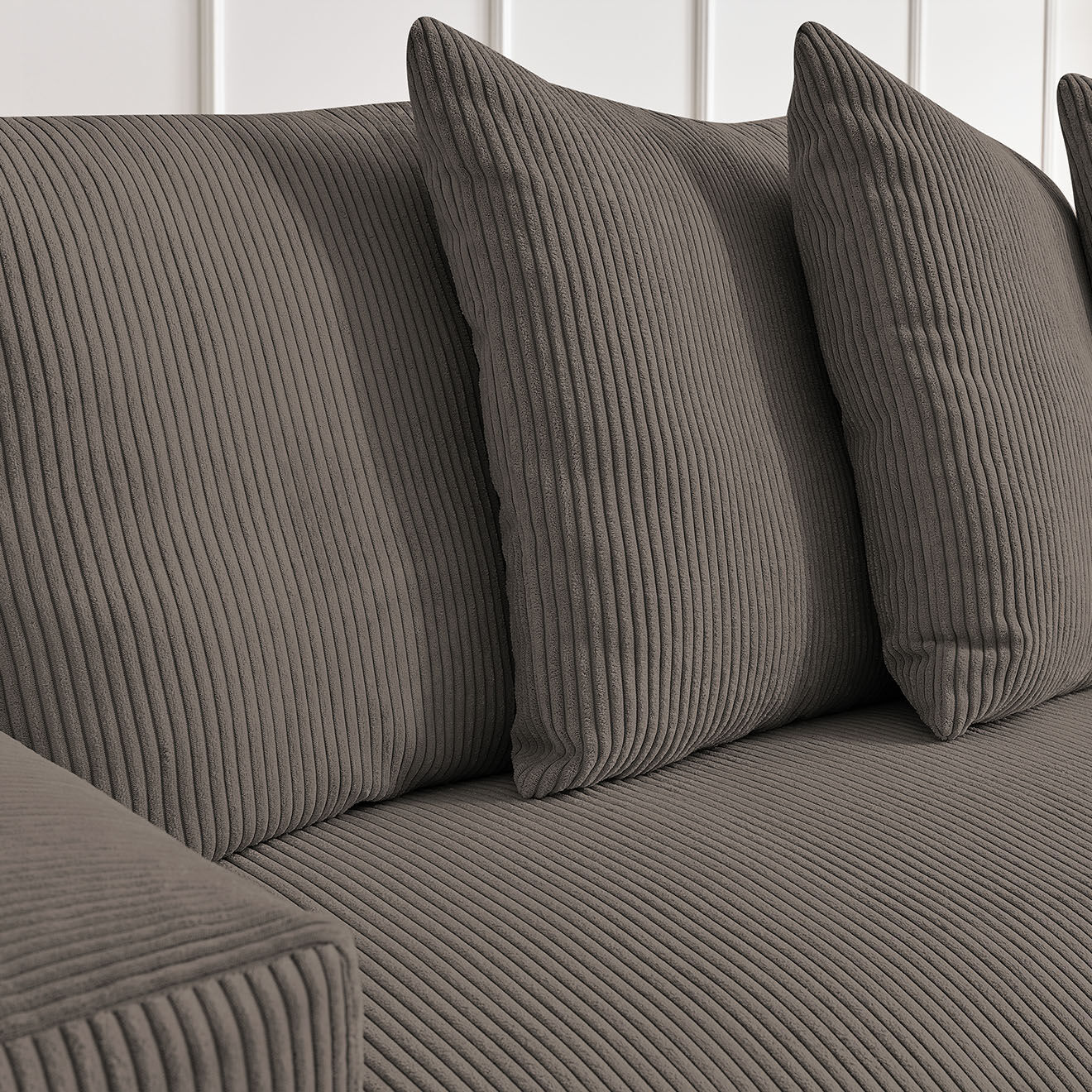 Bobochic Canapé d'angle réversible ultra moelleux voltaire velours côtelé taupe - 310x174x75 cm