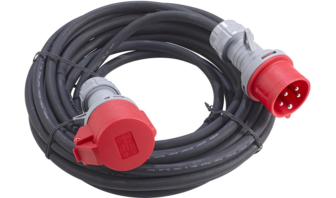 Neopren 5x1,5mm2 - 230/400V 16A - forstærket CEE stik med fasevender 10m