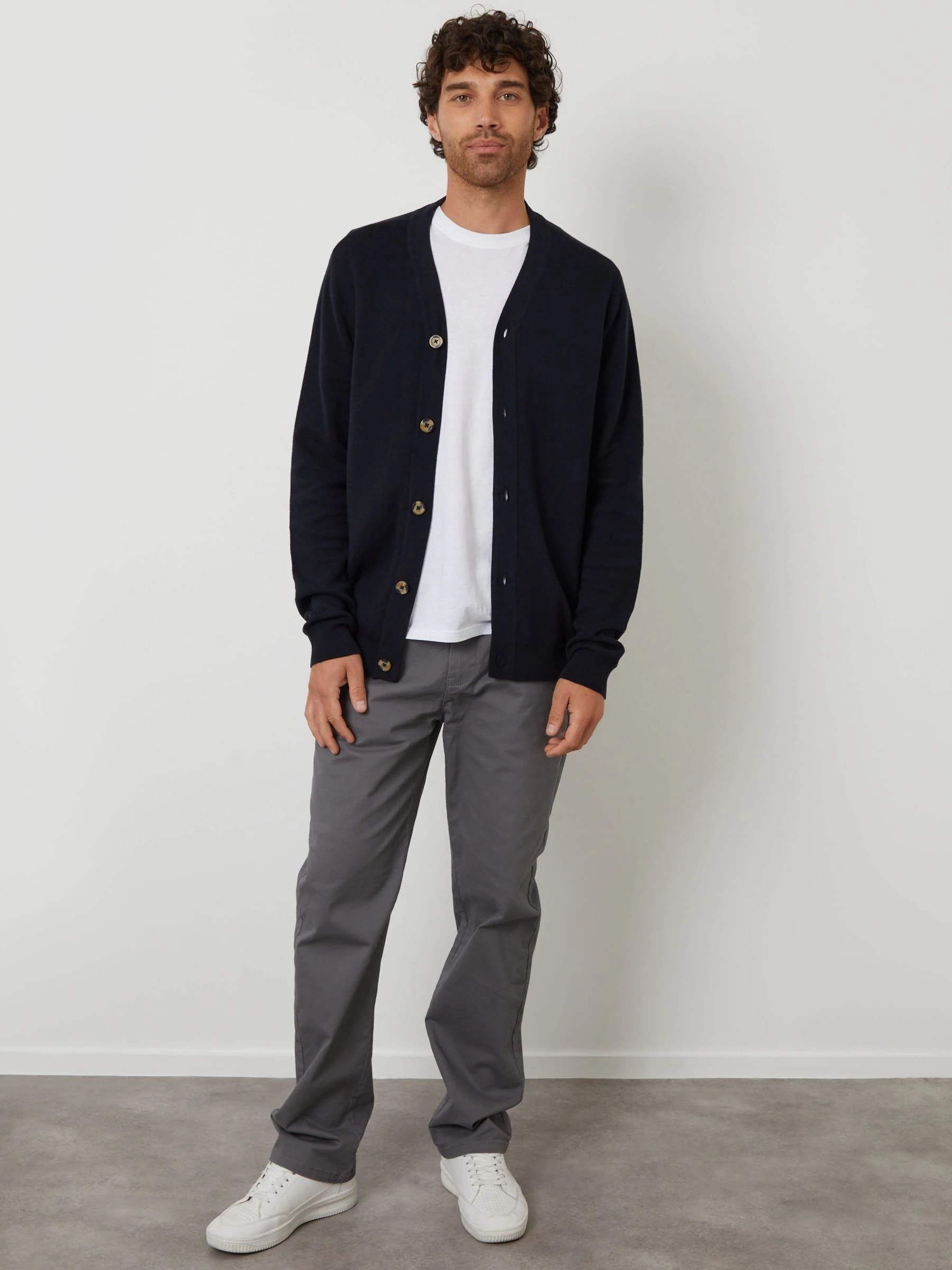 Donkerblauw - Threadbare gebreid vest van een katoenmix