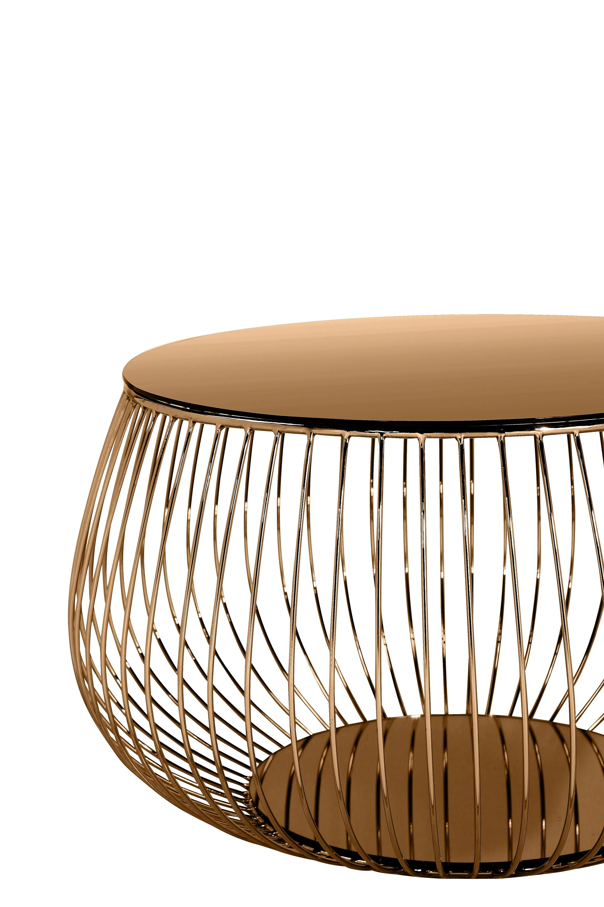 Couchtisch Ø72cm Metallkorb Beistelltisch Sofatisch Wohnzimmertisch rosegold