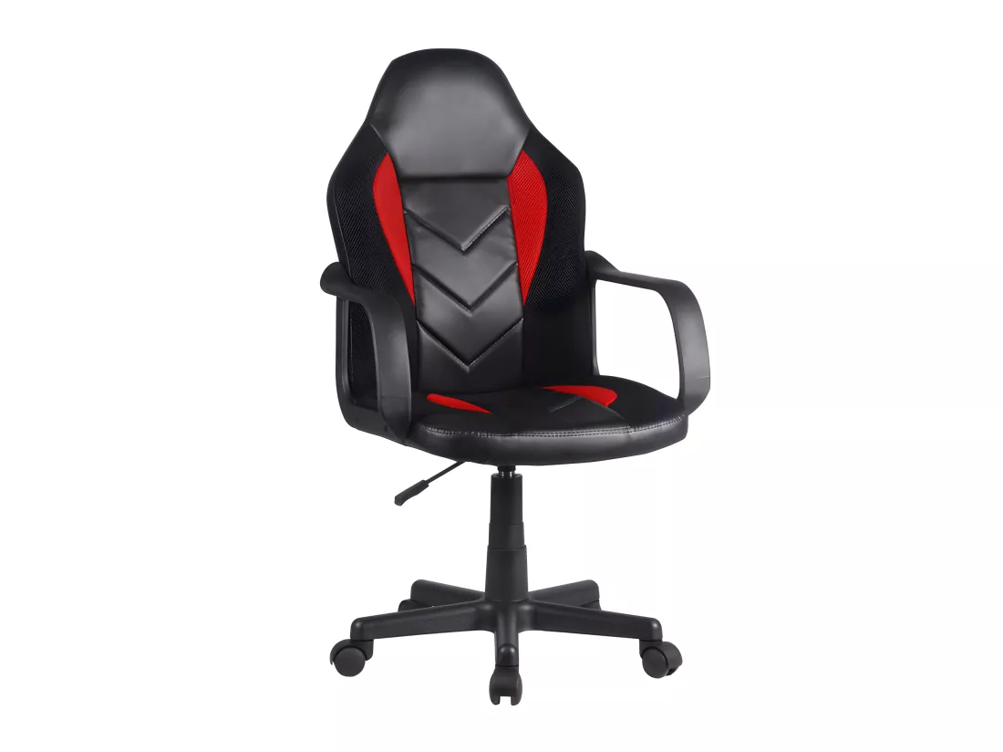 Fauteuil de bureau en simili noir et rouge avec roulettes - MASTER