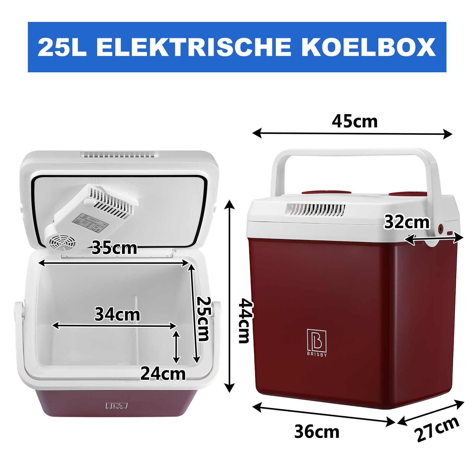 Brisby 25 Liter AC/DC elektrische koelbox - Red