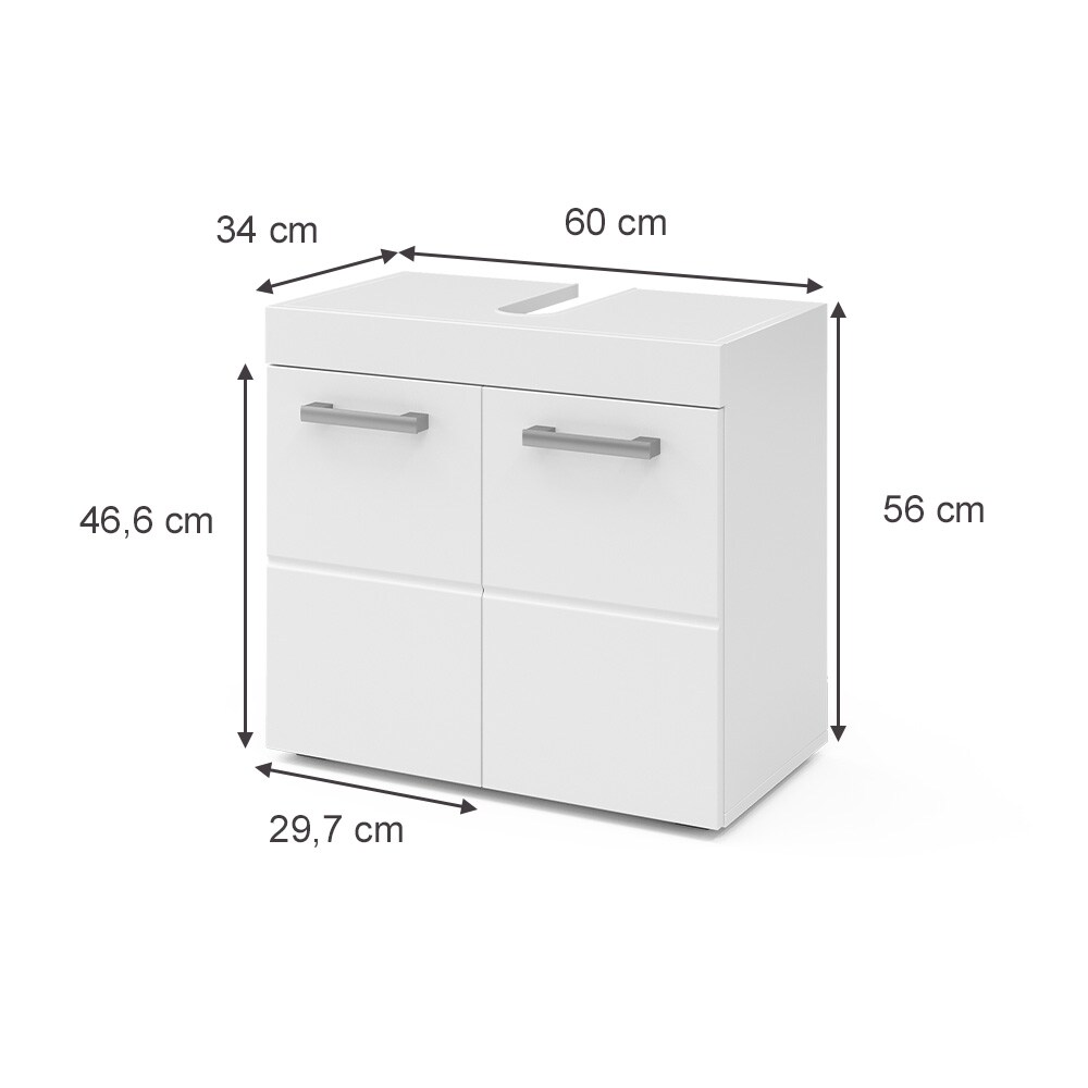 Vicco Waschtischunterschrank Waschbeckenunterschrank Badschrank Luna Weiß Skandi 60x56 cm Badezimmer Schrank Badmöbel Schranktür Schrankfach Ablage Aufbewahrung