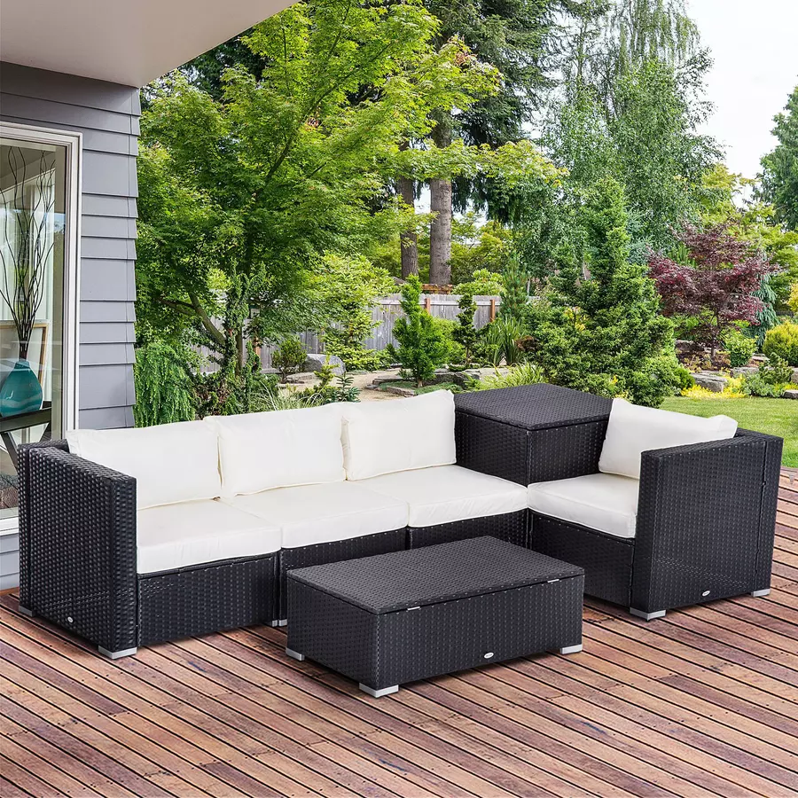 Outsunny Gartenmöbel Set mit Stauraum schwarz
