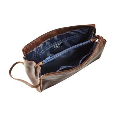 Maverick The Original - Trousse de toilette - carré - cuir de vachette pleine fleur tanné végétal - brun
