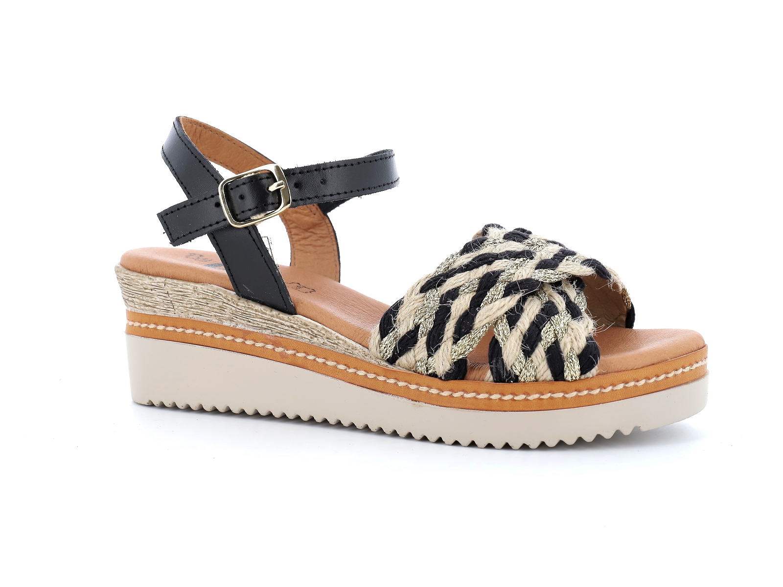 Chaussures du chateau-571 Matières combinées Noir Beige