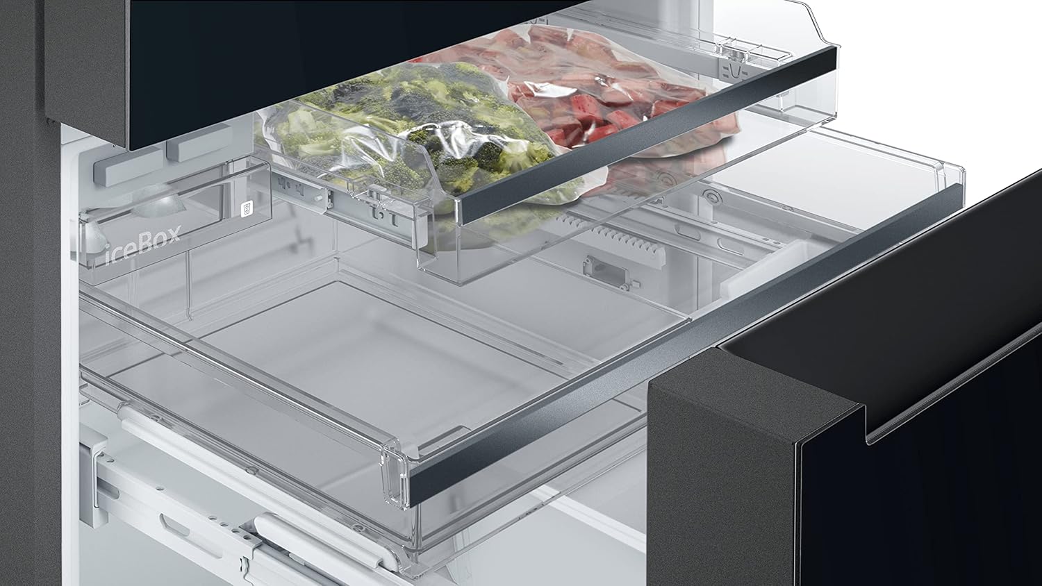 SIEMENS KF96NVPEA iQ300 Multi-Door-Kühlschrank, 183 x 91 cm, 405 L Kühlen & 200 L Gefrieren, hyperFresh längere Frische, noFrost nie wieder abtauen, superCooling schnellere Kühlung