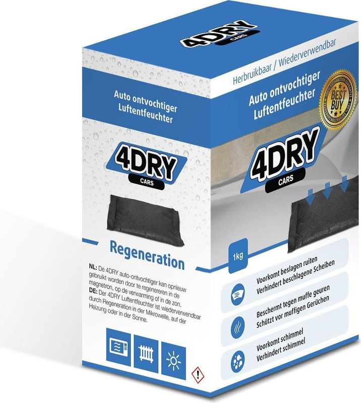 4DRY - Auto-ontvochtiger - 1kg - Herbruikbaar - Scheurvast