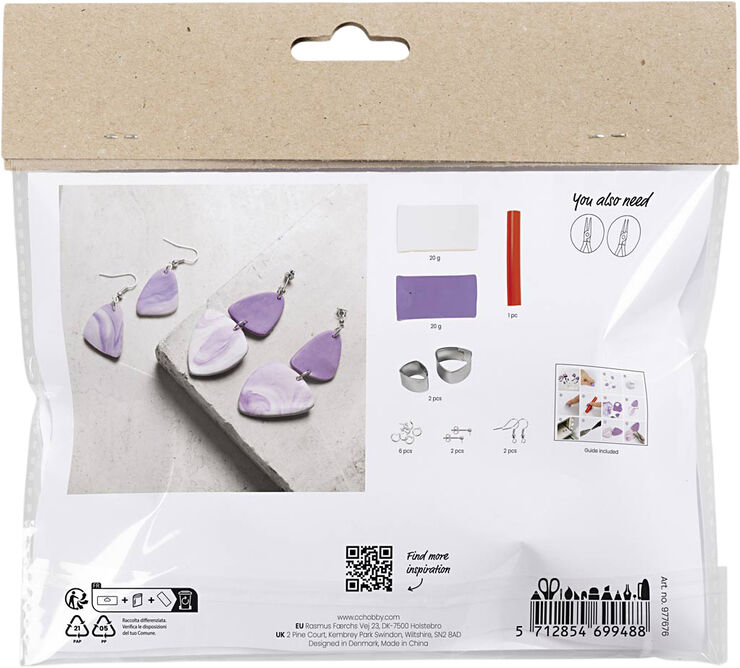 Creativ Company Mini DIY Kit Smykker, Marmorerede øreringe