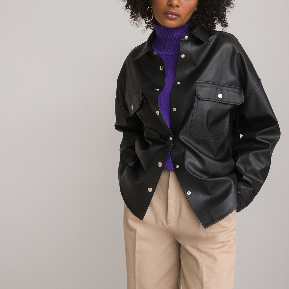 COLEÇÕES LA REDOUTE<br>Camisa de tecido sintético, modelo oversized