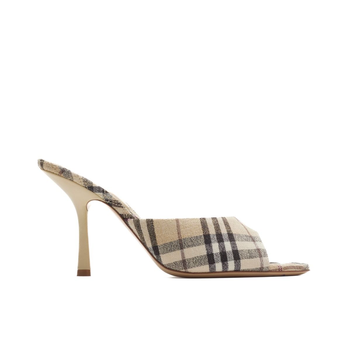 Burberry Check Linen Blend Mews High Mules