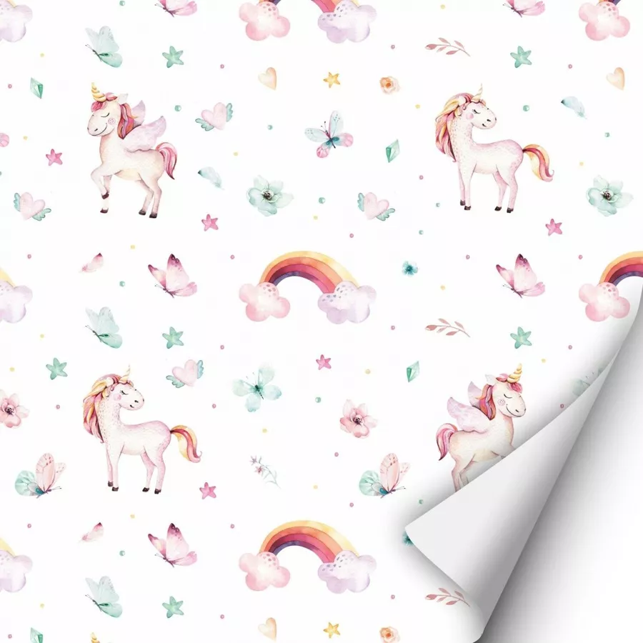 Nikima Klebefolie KF-12 selbstklebende Folie – Einhorn Klebefolie bunt