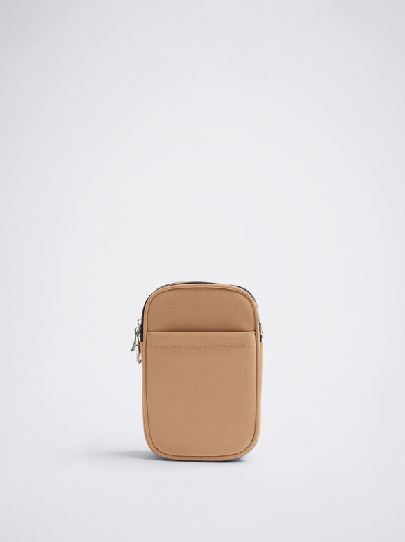 Bolsa para celular com alça de ombro - Cor camelo