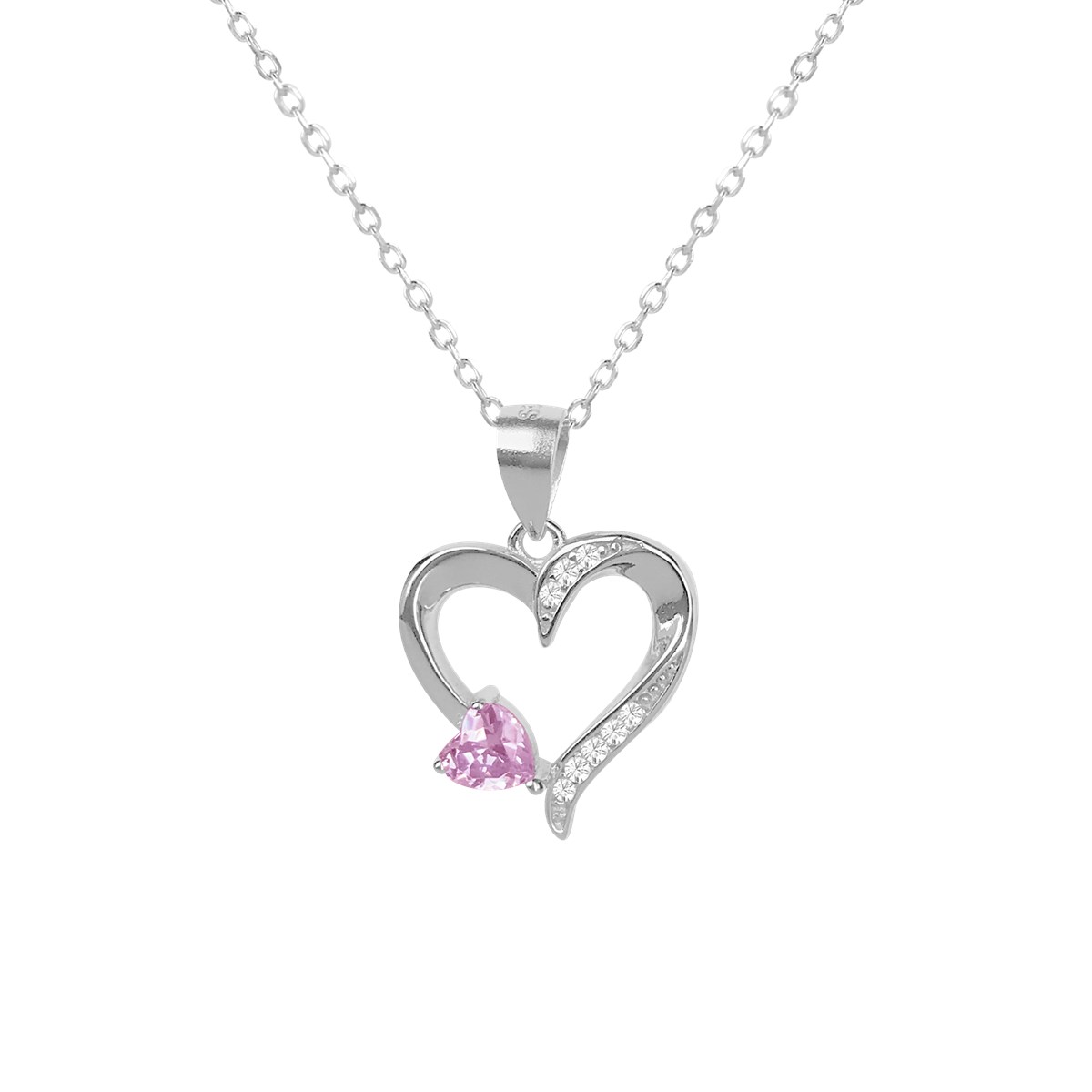 Collier argent 925 oxyde teinté rose