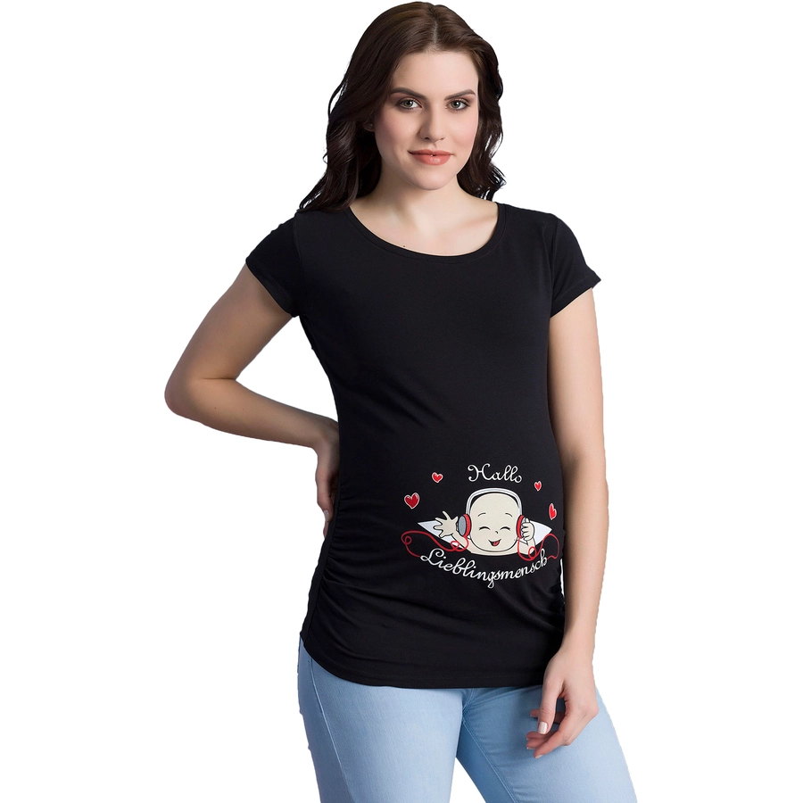 M.M.C. Umstandsshirt Hallo Lieblingsmensch mit Motiv Schwarz