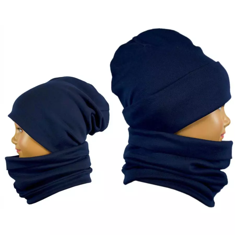 TupTam Unisex Kinder Beanie Mütze Schlauchschal Set black denim