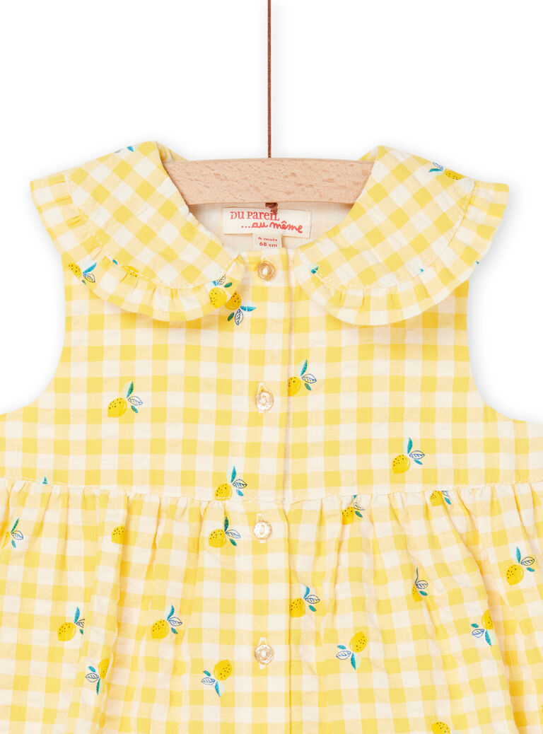 Robe sans manches jaune à imprimé à carreaux