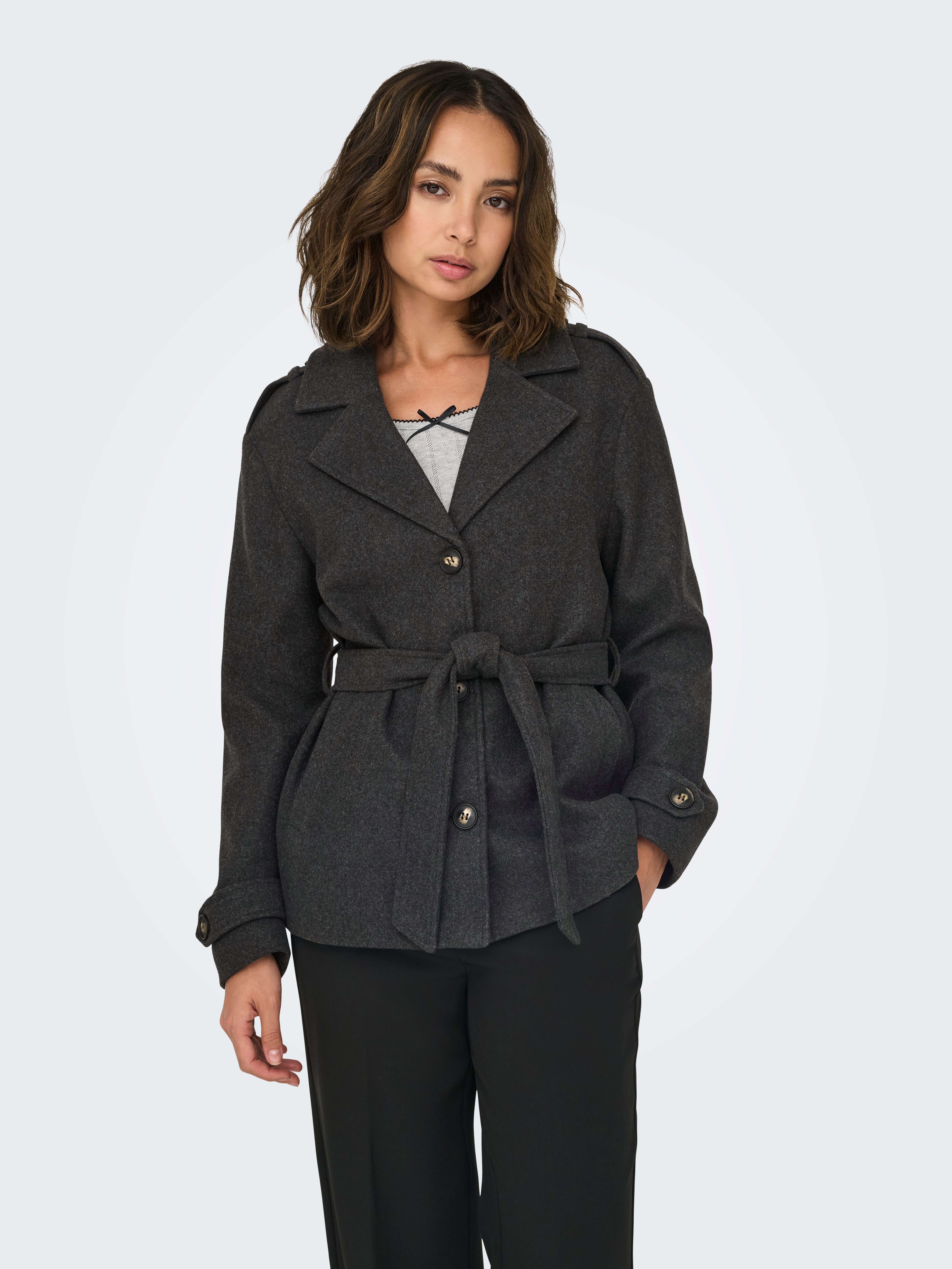 ONLLAURA Trenchcoat Dark Grey Melange