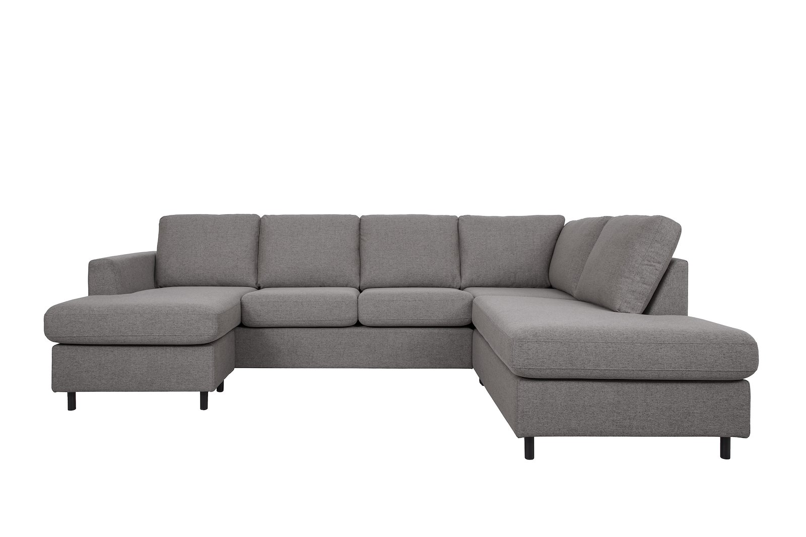 Oslo Plus U-sofa Sjeseong venstre med 2-seter og åpen ende høyre. Tekstil Neve 90 Dark Grey med sorte ben