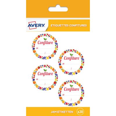 Avery - 20 Étiquettes rondes confiture - diamètre 47,5 mm