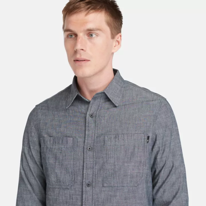 Chemise en chambray pour homme en bleu foncé