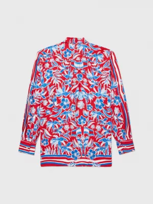 Blusa regular com estampa de lenço tropical adaptável