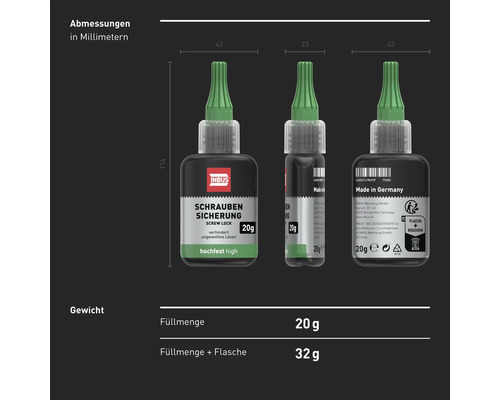 Hoogwaardige schroefdraadborging voor INBUS®-schroefdraad M6 - M20, vloeibaar, 20 g