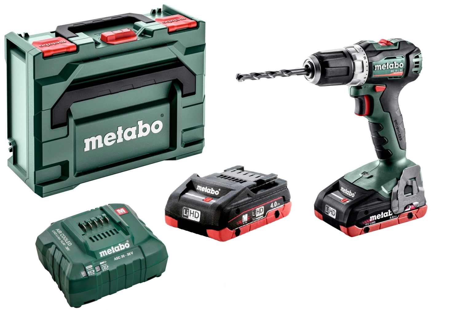 Metabo BS 18 L BL 18V Li-Ion Accu boorschroefmachine set (2x 4.0Ah LiHD accu) in metaBOX