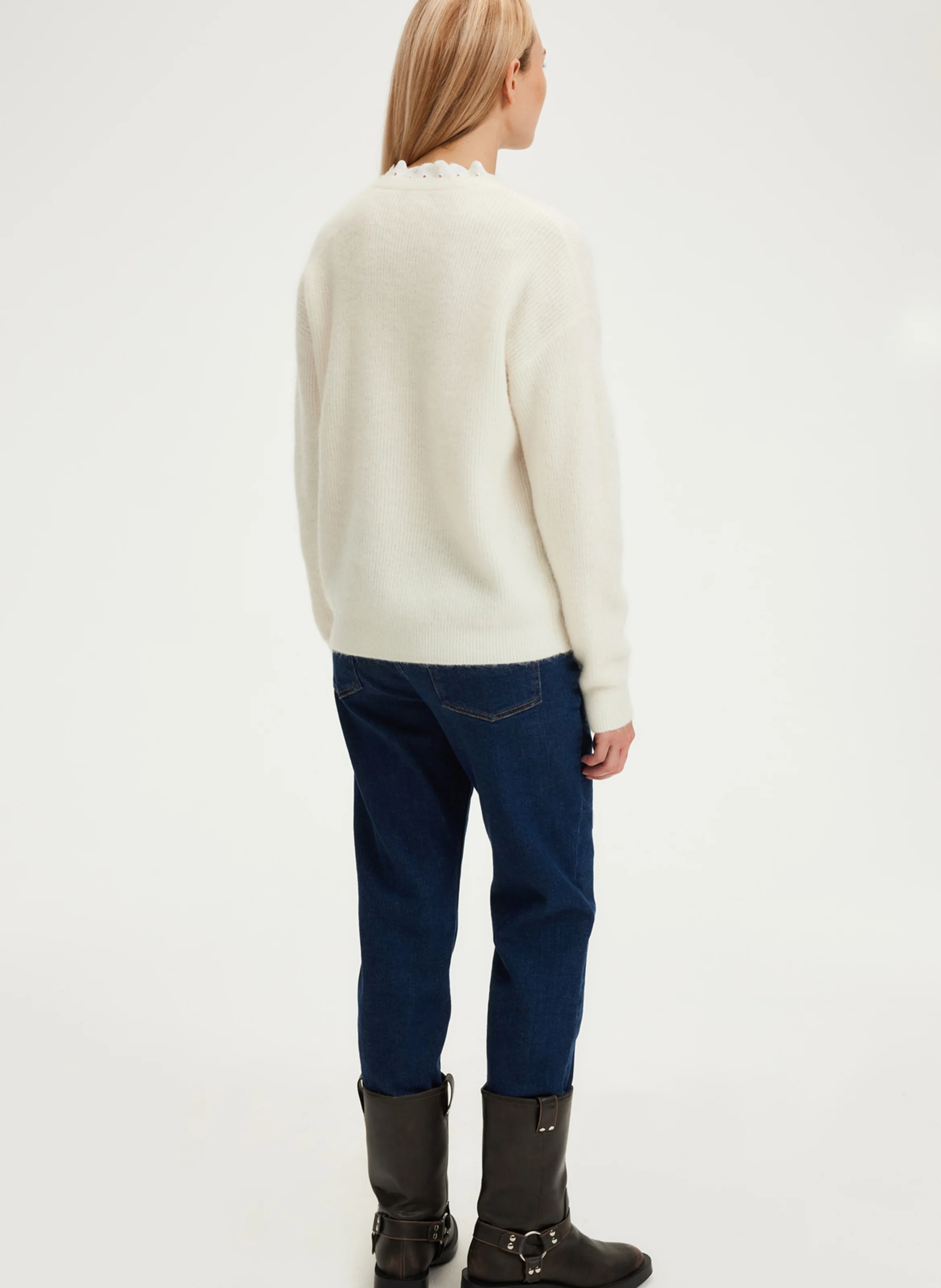 JULETTE - Pull droit en laine mélangée| Beige