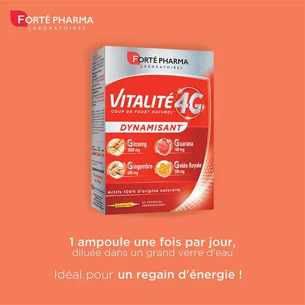 Forté Pharma Vitality 4G Energizante Natural com Vitamina C - 20 ampolas
