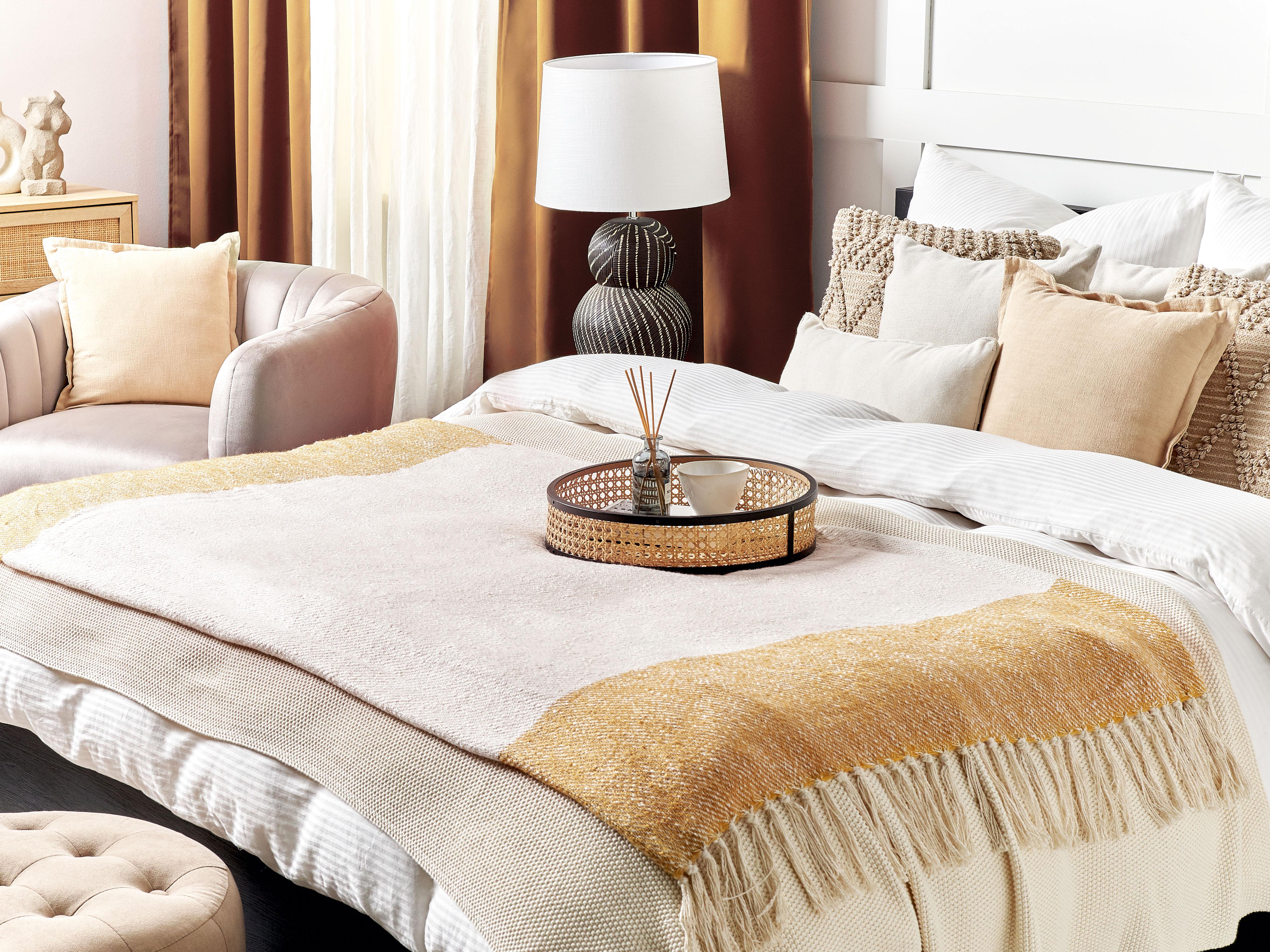 Plaid SALME Stof 130 x 170 cm Beige