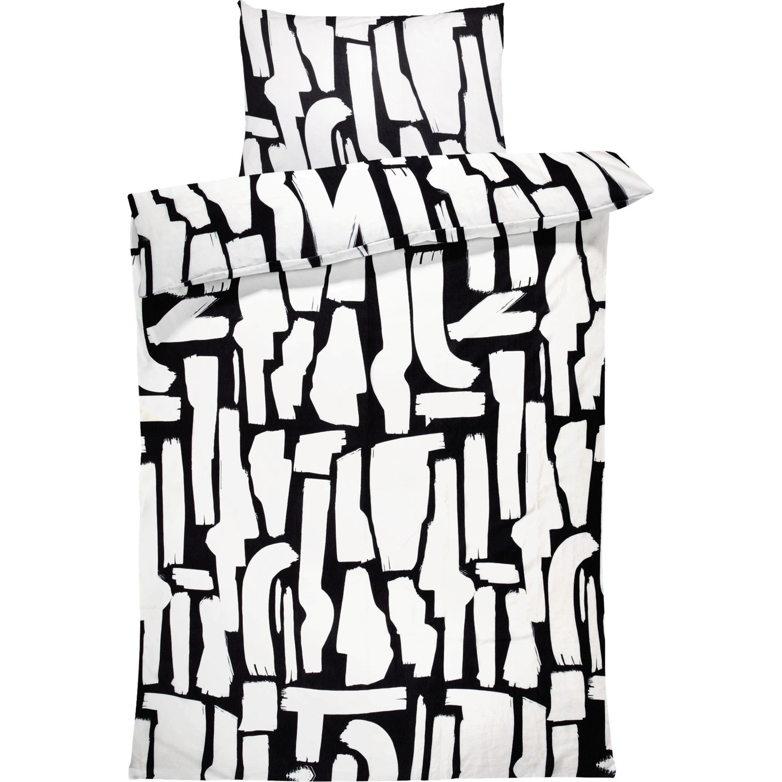 Bettwäsche Satin Art schwarz weiss 160x210 65x100 Bettanzug Nord