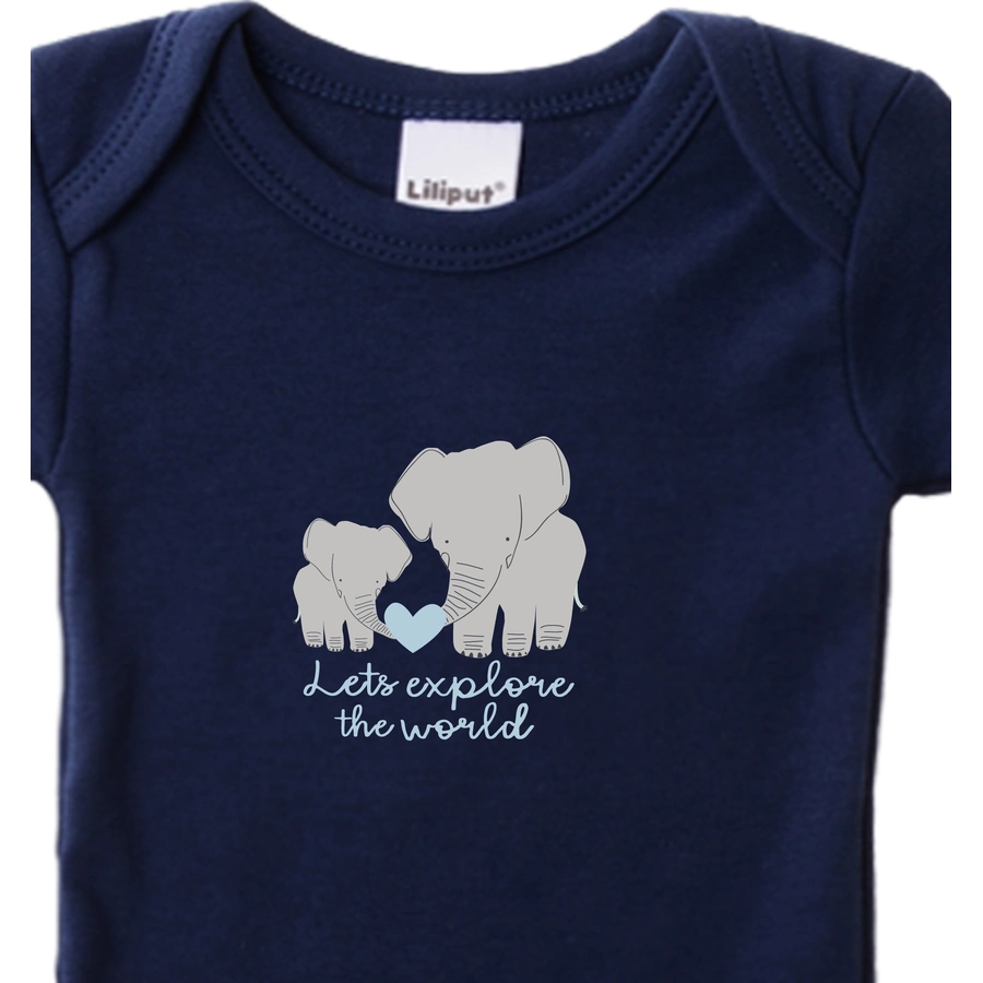 Liliput Baby-Bodies im 2er-Pack Elefanten marine grau gestreift