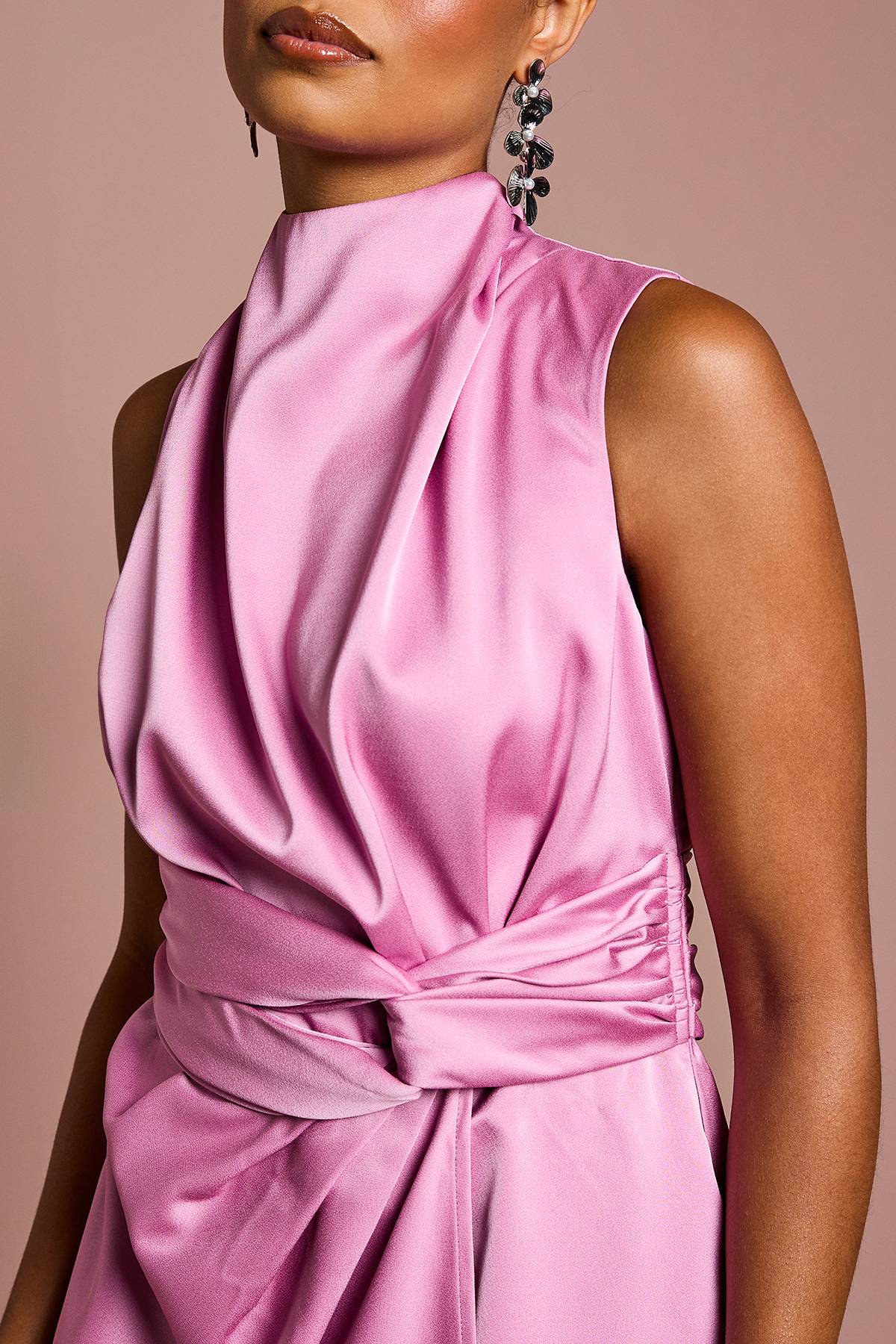 Coast Robe Midi Satinée Petite Avec Taille Torsadée