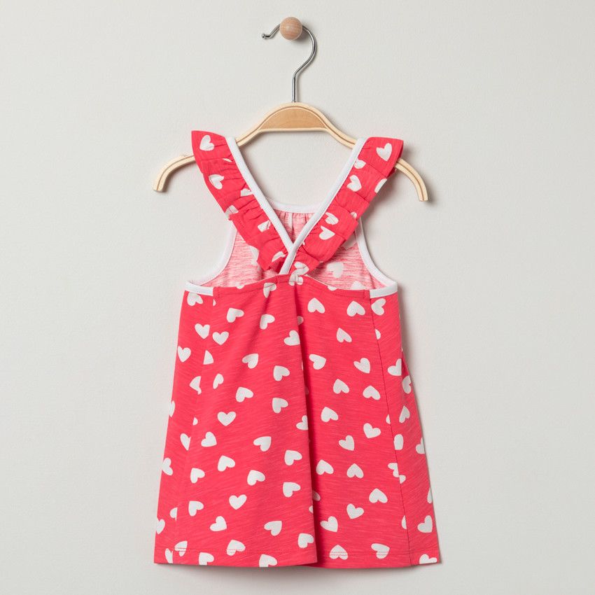 Robe imprimées all-over à bretelles volantées - Fuchsia
