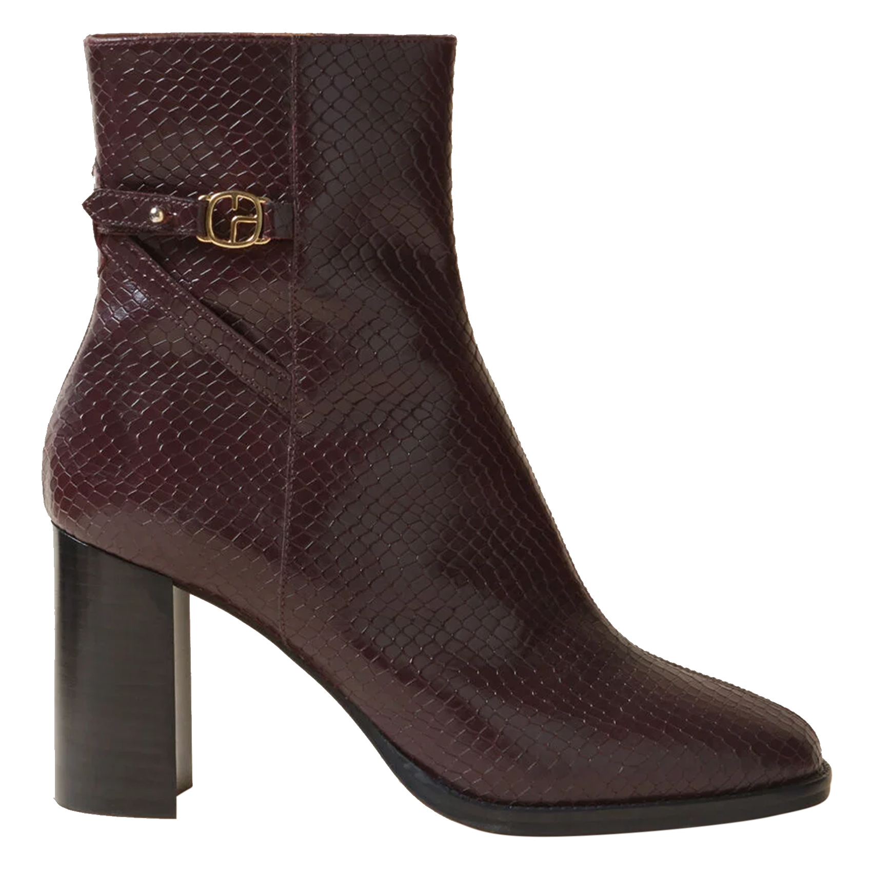 Bottines en cuir embossé croco | Rouge